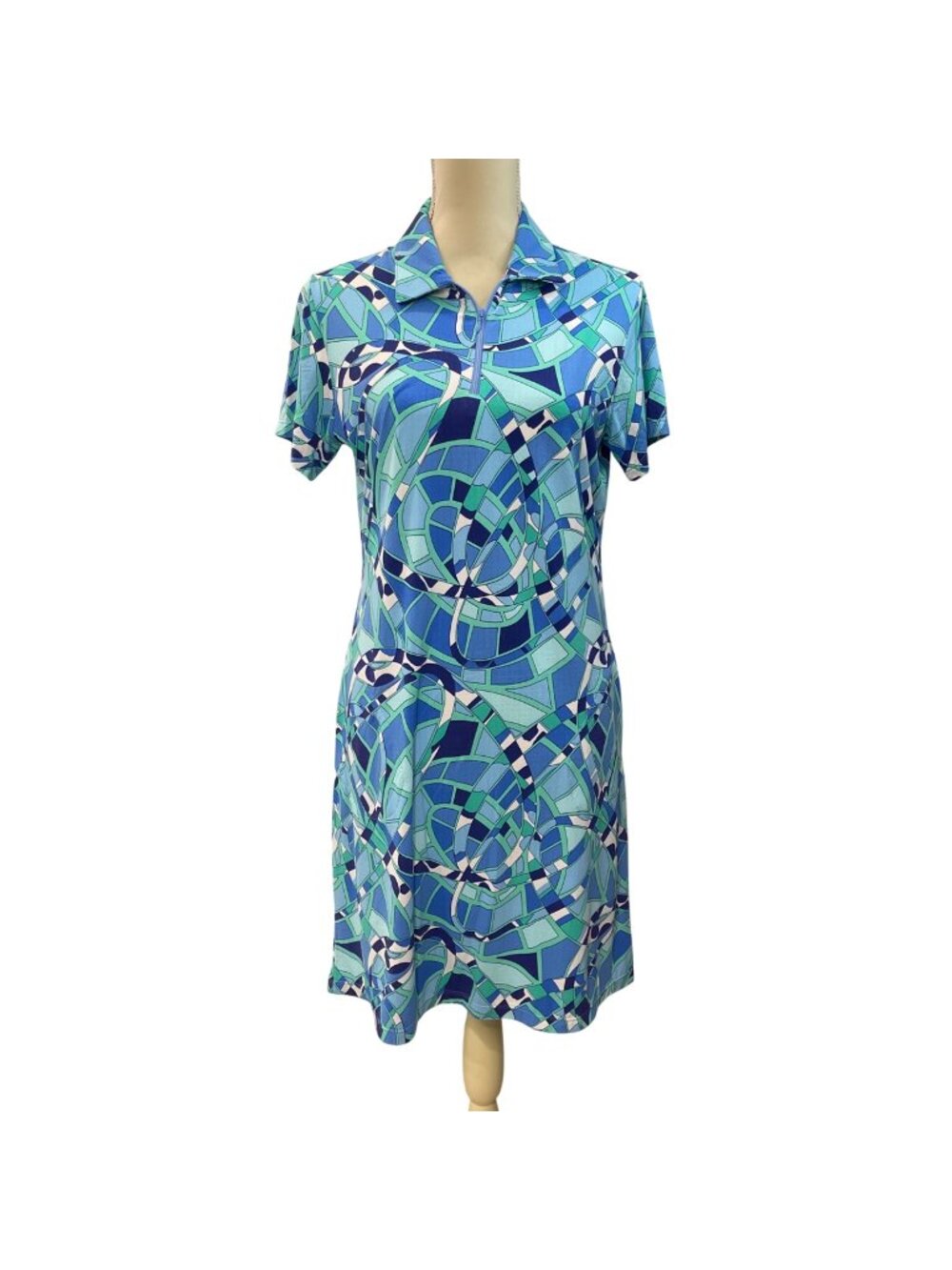 Gottex Lifestyle Mini Dress Women's Size Medium Portofino Blue Polo Activewear